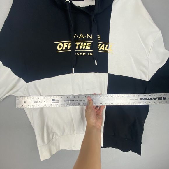 Vans Hoodie Adult XL Black White Off The Wall Check Pieced Geometric Gold - Picture 5 of 7